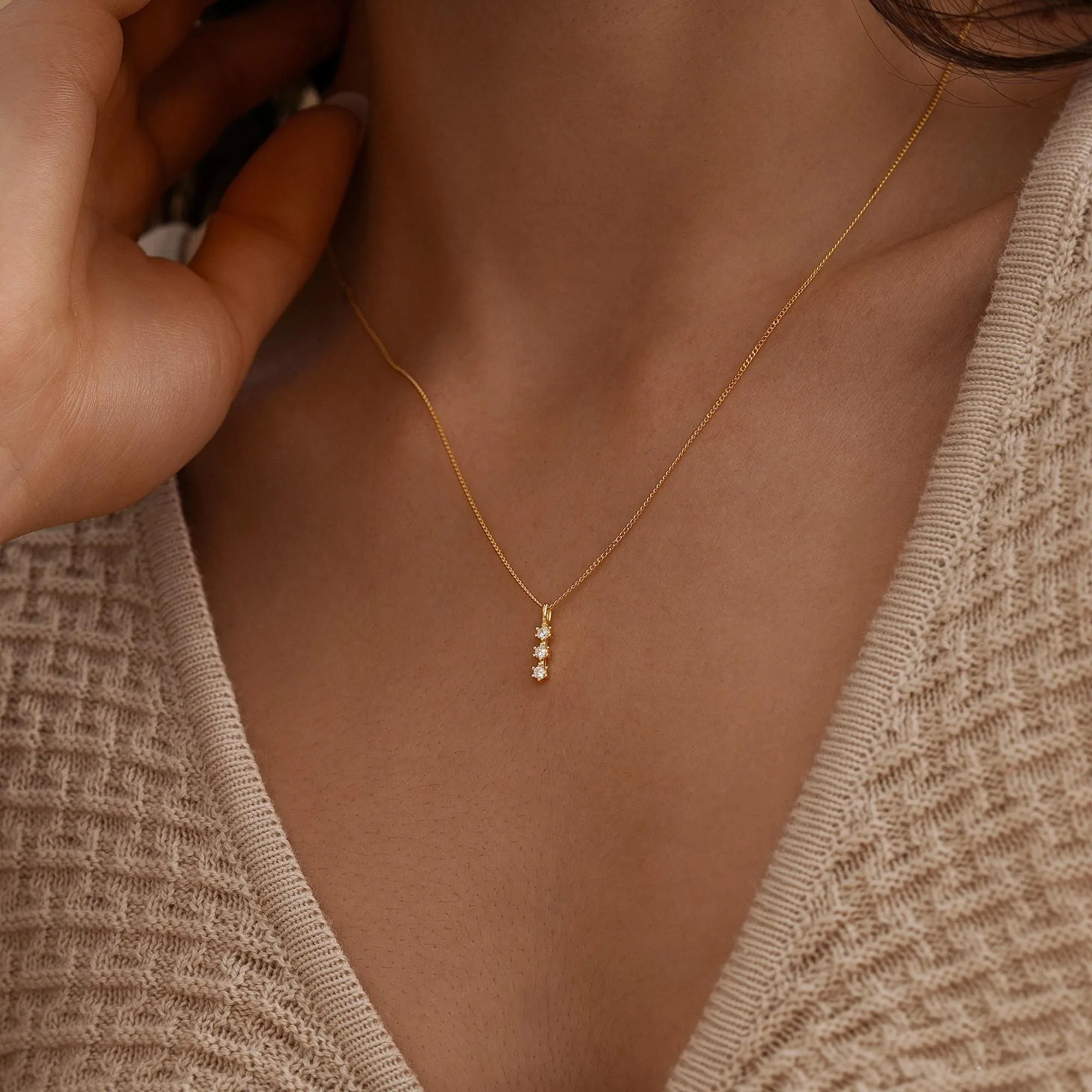 3 Tiny Diamond Necklace