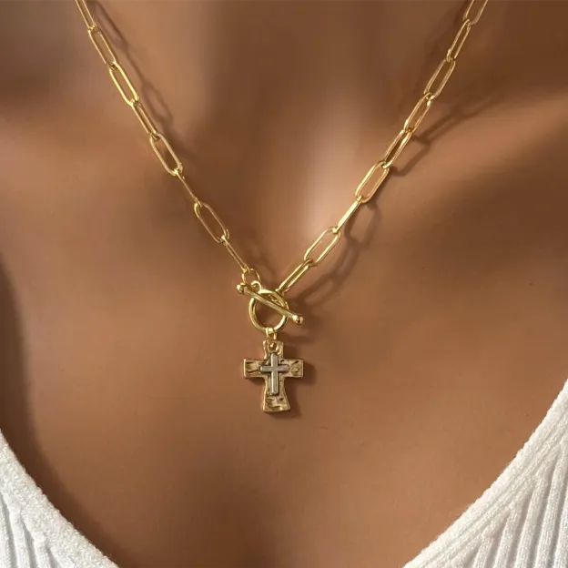 Hammered Cross Necklace