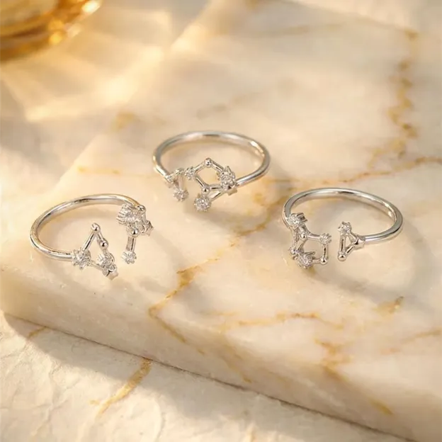 Sterling Silver CZ Diamond Zodiac Ring