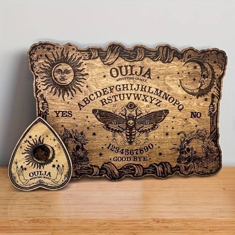 Laser-Engraved Wooden Ouija Board with Planchette Set