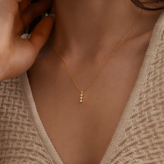 3 Tiny Diamond Necklace