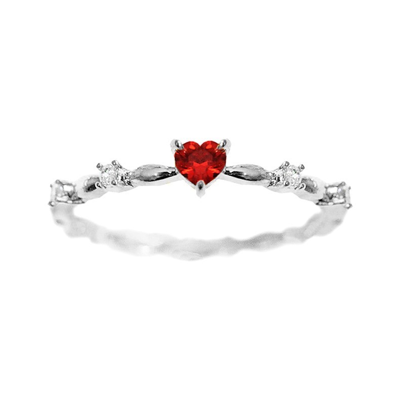 Heartbeat Signal Two-Tone Heart Zircon Thin Band Ring