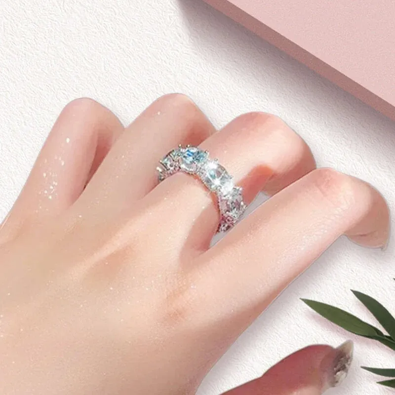 Full Diamond Navy Blue Ring