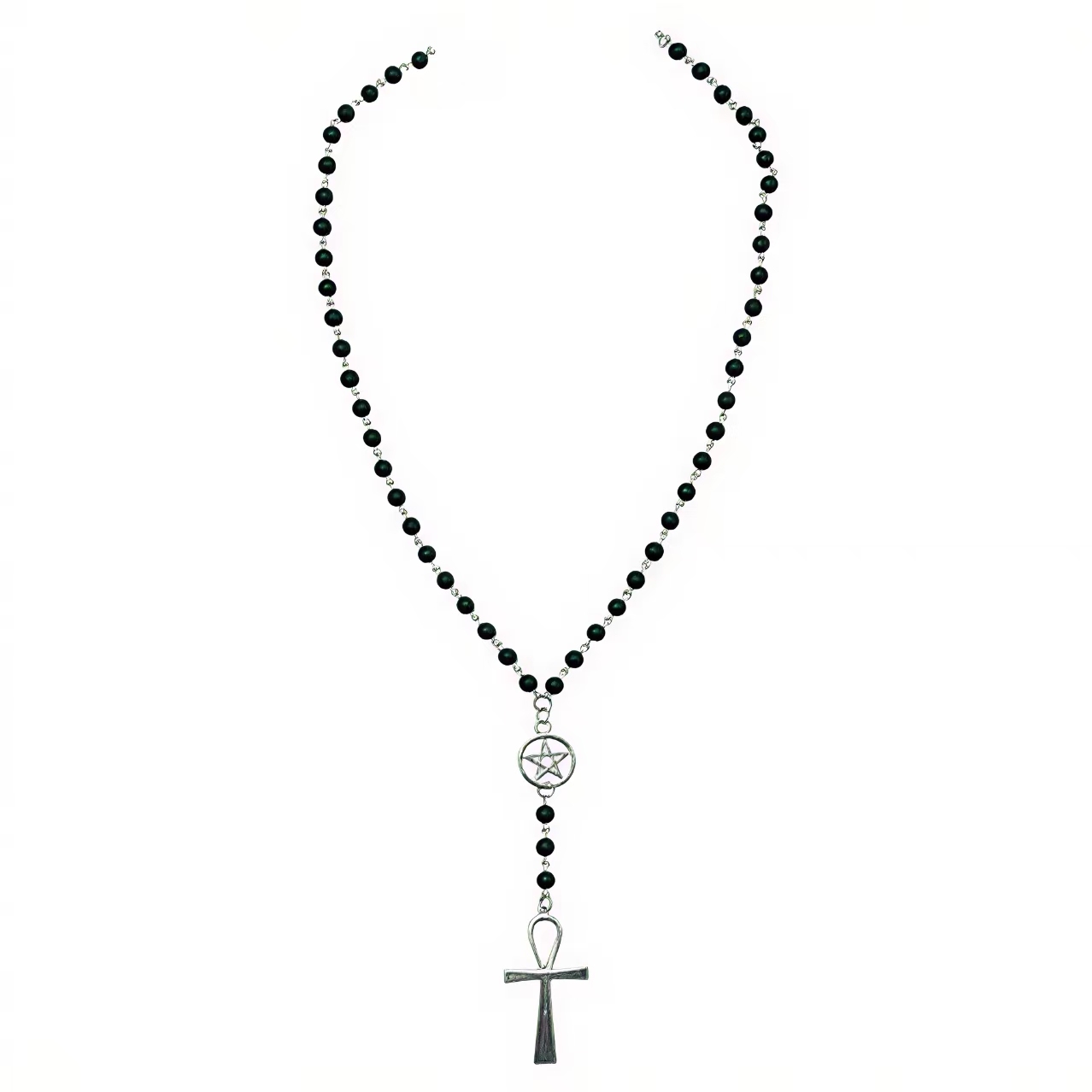 Dark Mysticism Pentagram Ankh Necklace