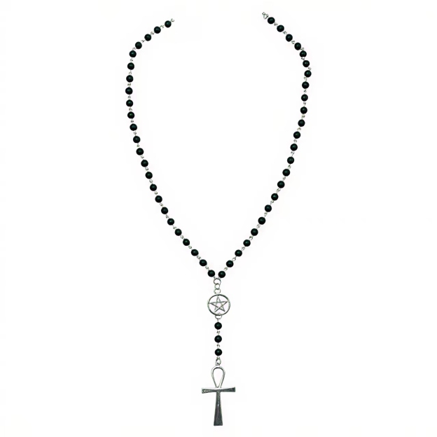 Dark Mysticism Pentagram Ankh Necklace