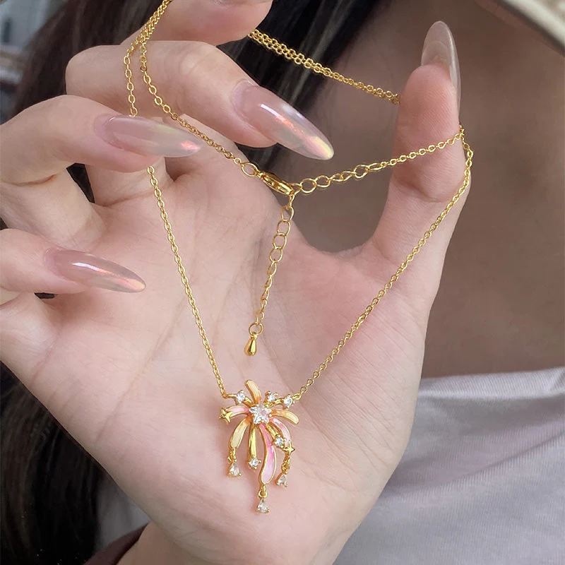 Romantic Colorful Zircon Firework Necklace