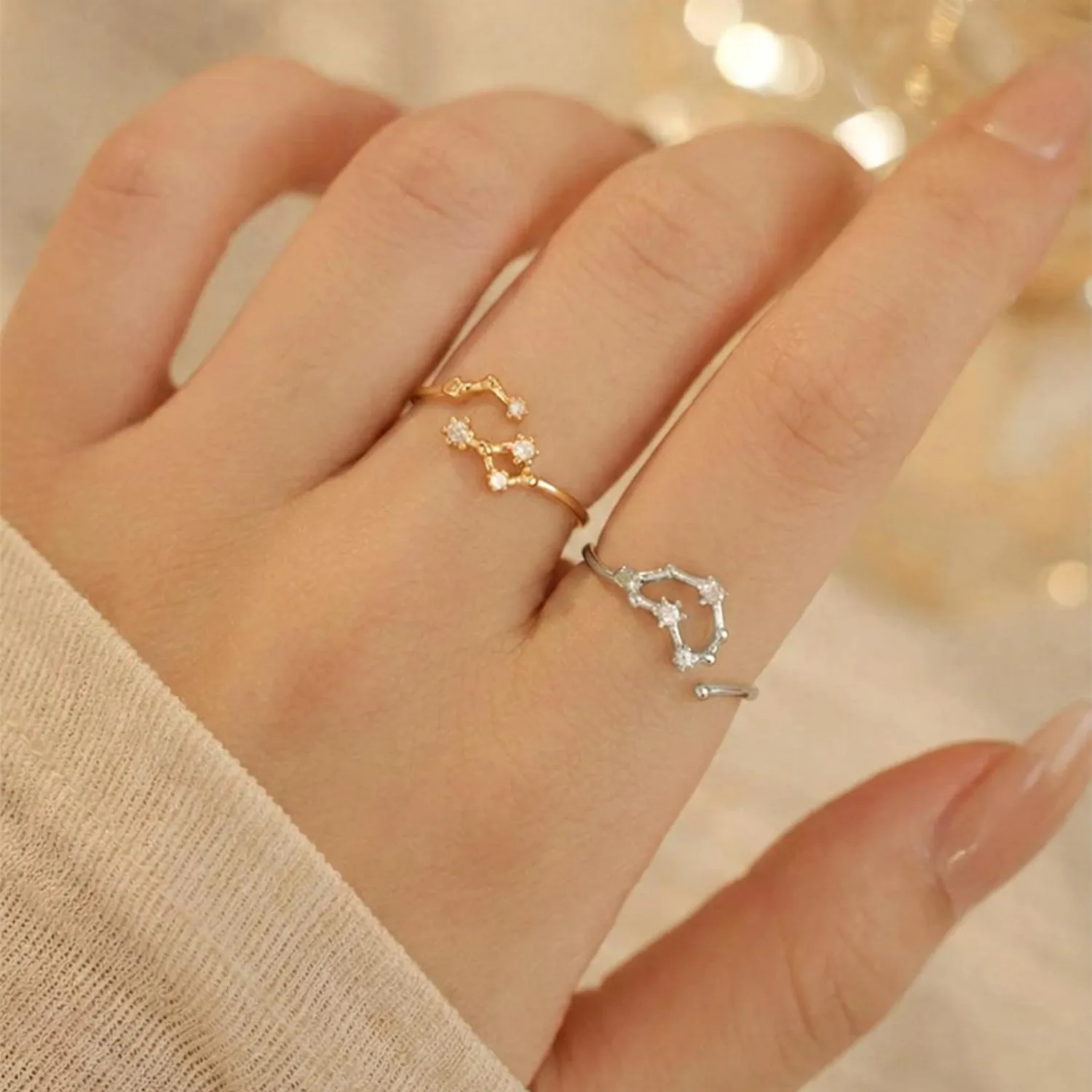 Sterling Silver CZ Diamond Zodiac Ring