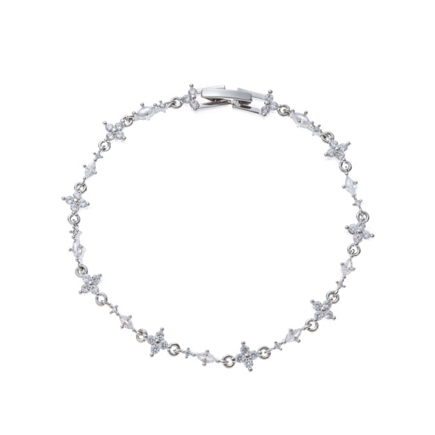 Gold/Silver, Light Luxury Exquisite  Four-Leaf Flower Diamond-Inlaid Bracelet