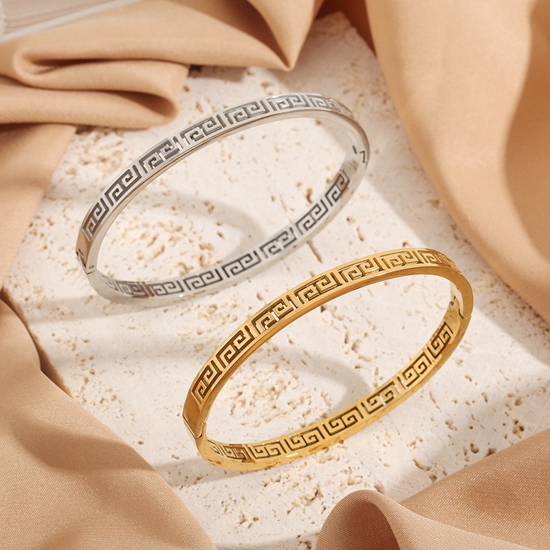 Timeless Greek Key Meander Bangle 