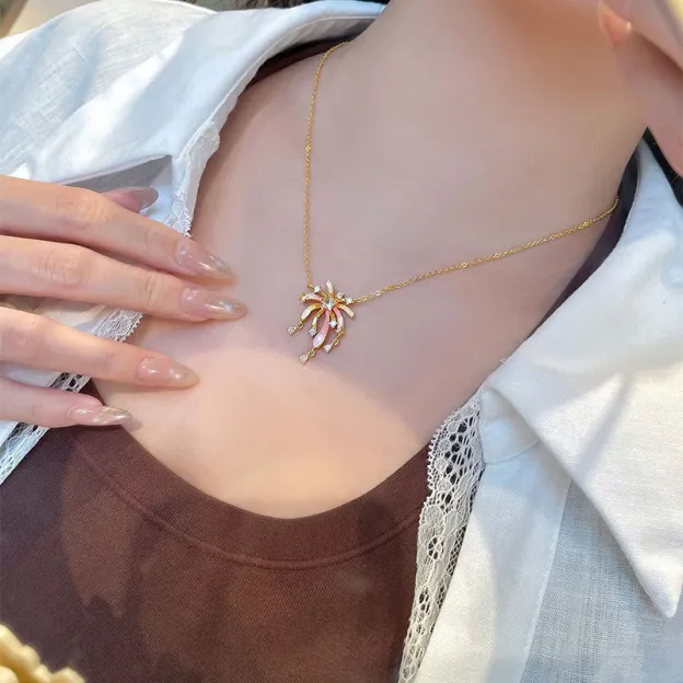 Romantic Colorful Zircon Firework Necklace