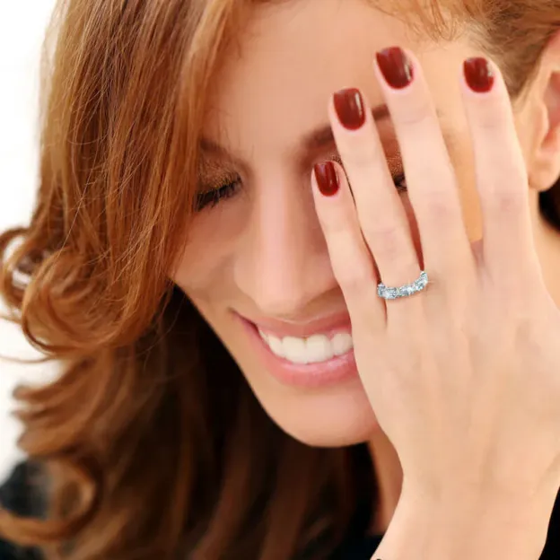 Full Diamond Navy Blue Ring