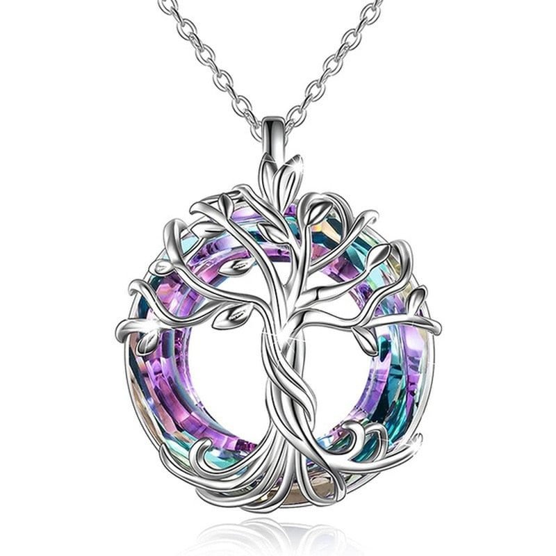 Light Luxury Colored Gem Tree of Life Necklace