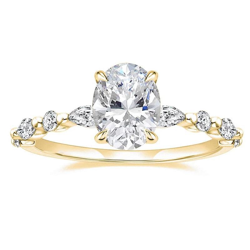 「Oval Glow」S925 Sterling Silver Oval Cut Pavé Ring