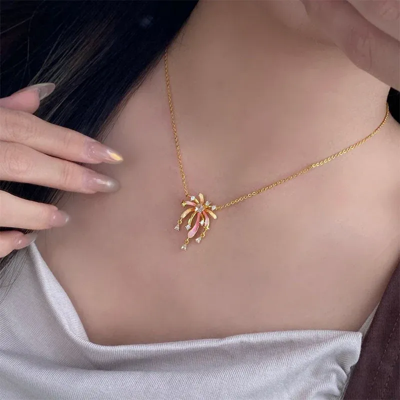 Romantic Colorful Zircon Firework Necklace