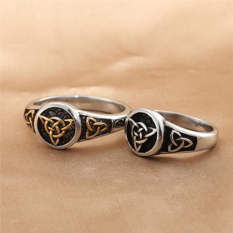 S925 Sterling Silver Vintage Oxidized Celtic Triquetra Signet Ring