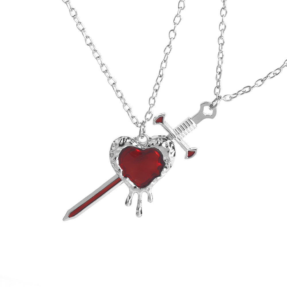 Dark-Style Sword-Through-Heart Niche Necklace