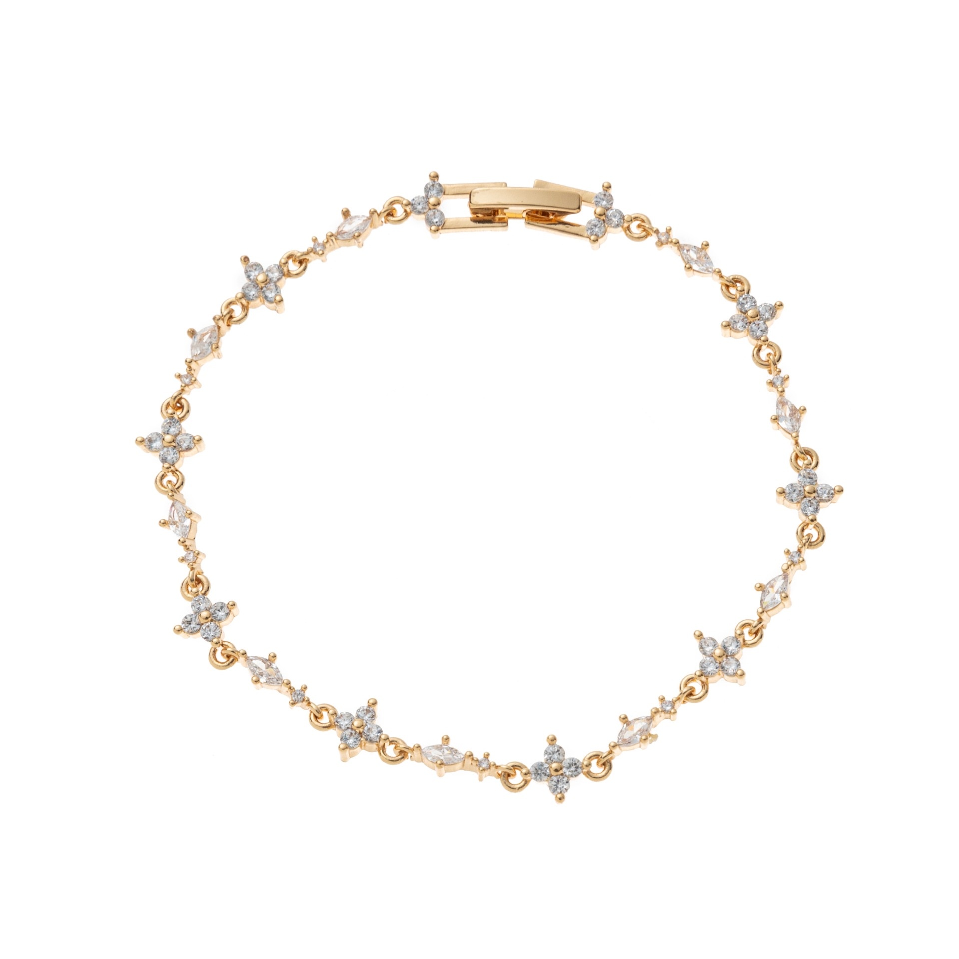 Gold/Silver, Light Luxury Exquisite  Four-Leaf Flower Diamond-Inlaid Bracelet