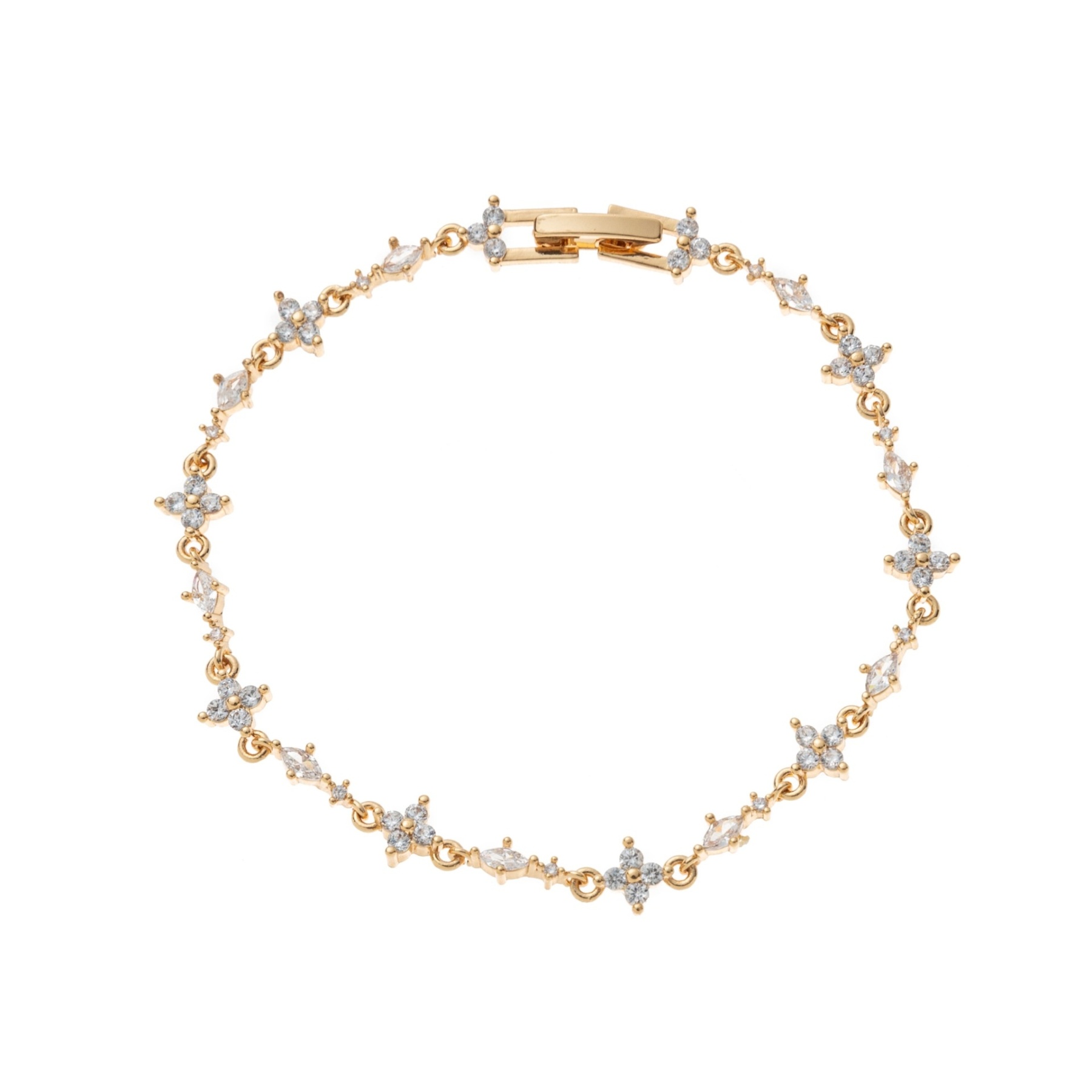 Gold/Silver, Light Luxury Exquisite  Four-Leaf Flower Diamond-Inlaid Bracelet