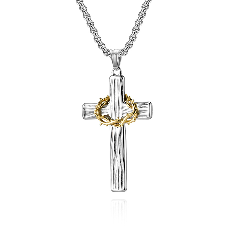 Thorn Cross Two-Tone Necklace