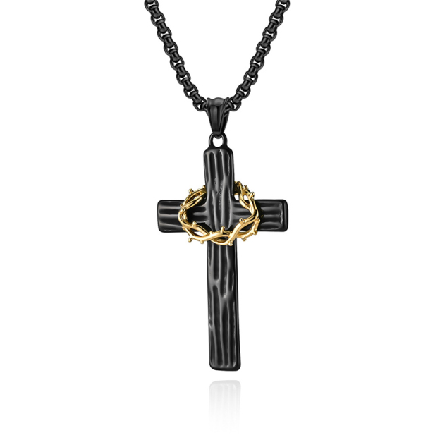 Thorn Cross Two-Tone Necklace