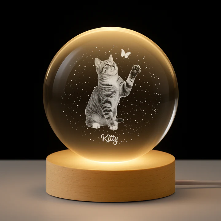 Personalised Memorial Crystal Ball Lamp with Photo