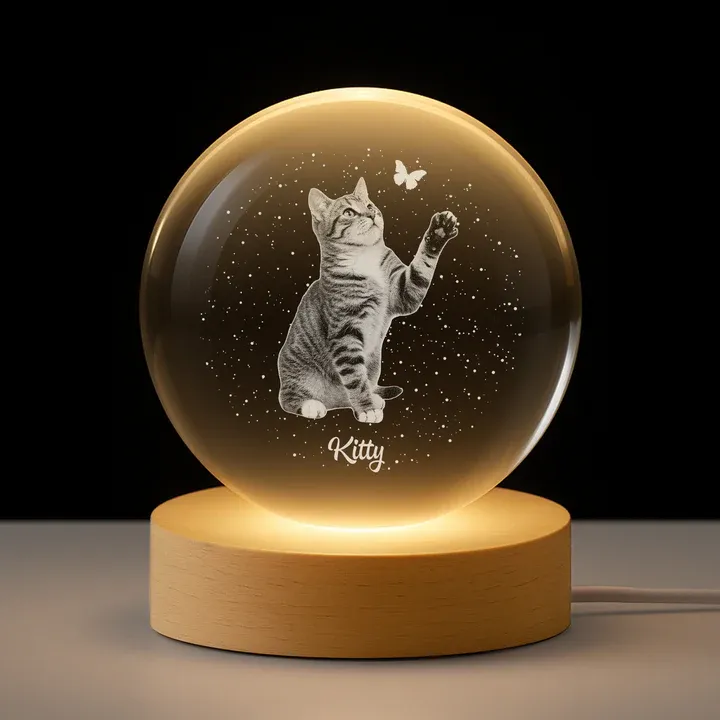 Personalised Memorial Crystal Ball Lamp with Photo