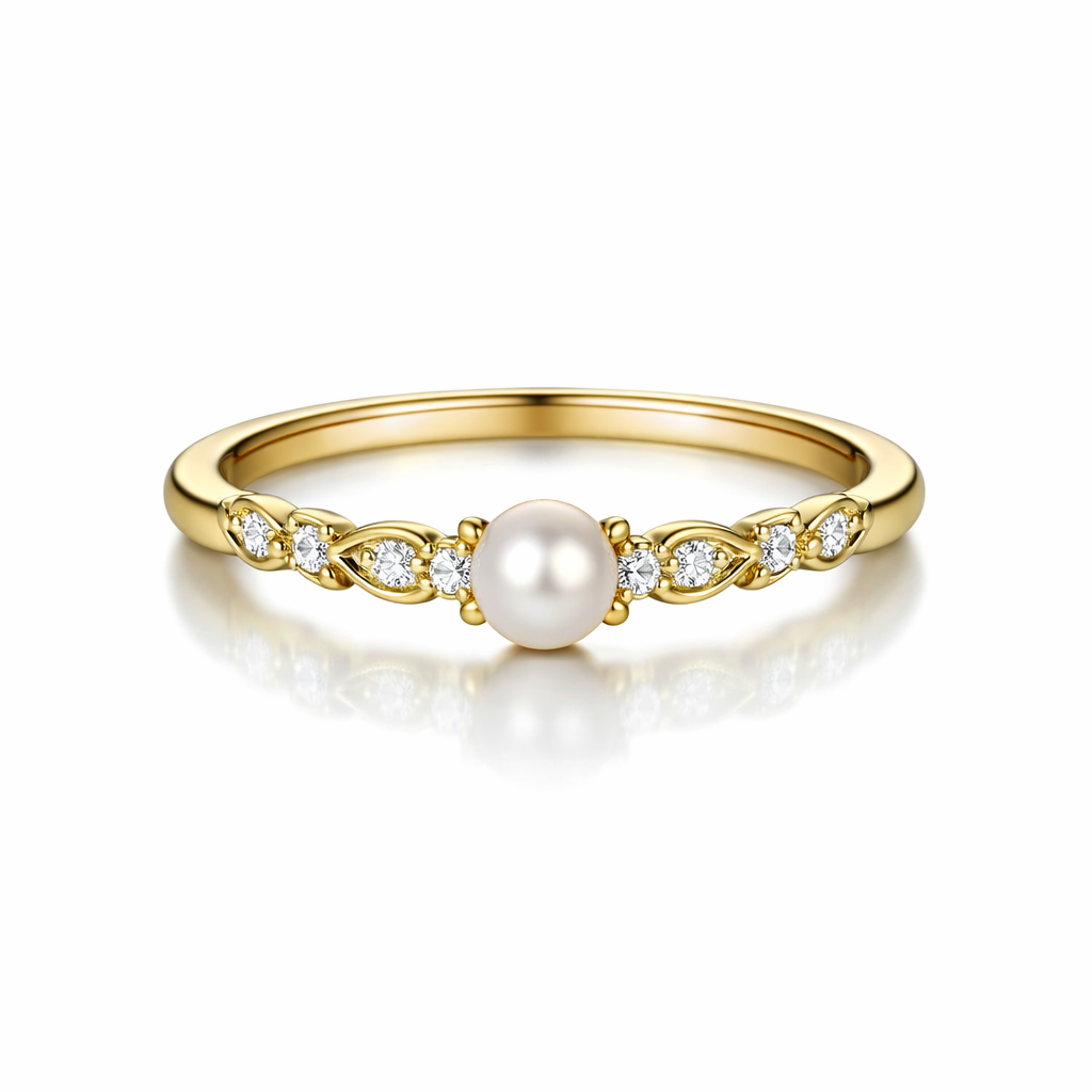 Pearl Grace Band 18K Gold Pearl Open Ring｜Vintage Gentle Finger Companion