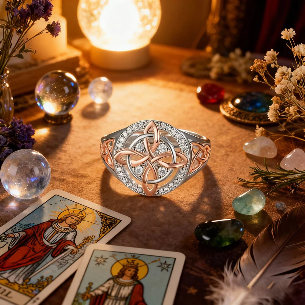 925 Silver Light Luxury Niche Two-Tone Witch Knot Full-Diamond Ring