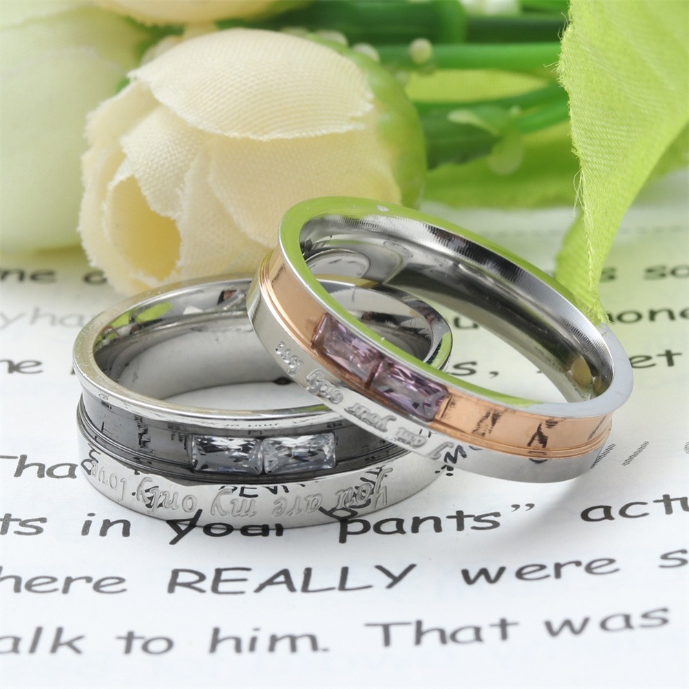 316L Stainless Steel Couple Engraved Ring Set
