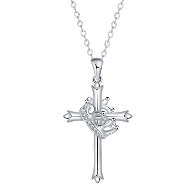 Crown of Faith S925 Sterling Silver Cross Necklace