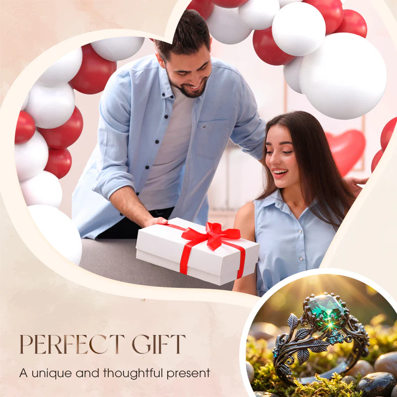 Vine Crystal Glow Vintage Vine Green Crystal Ring｜Natural Texture for Finger Elegance