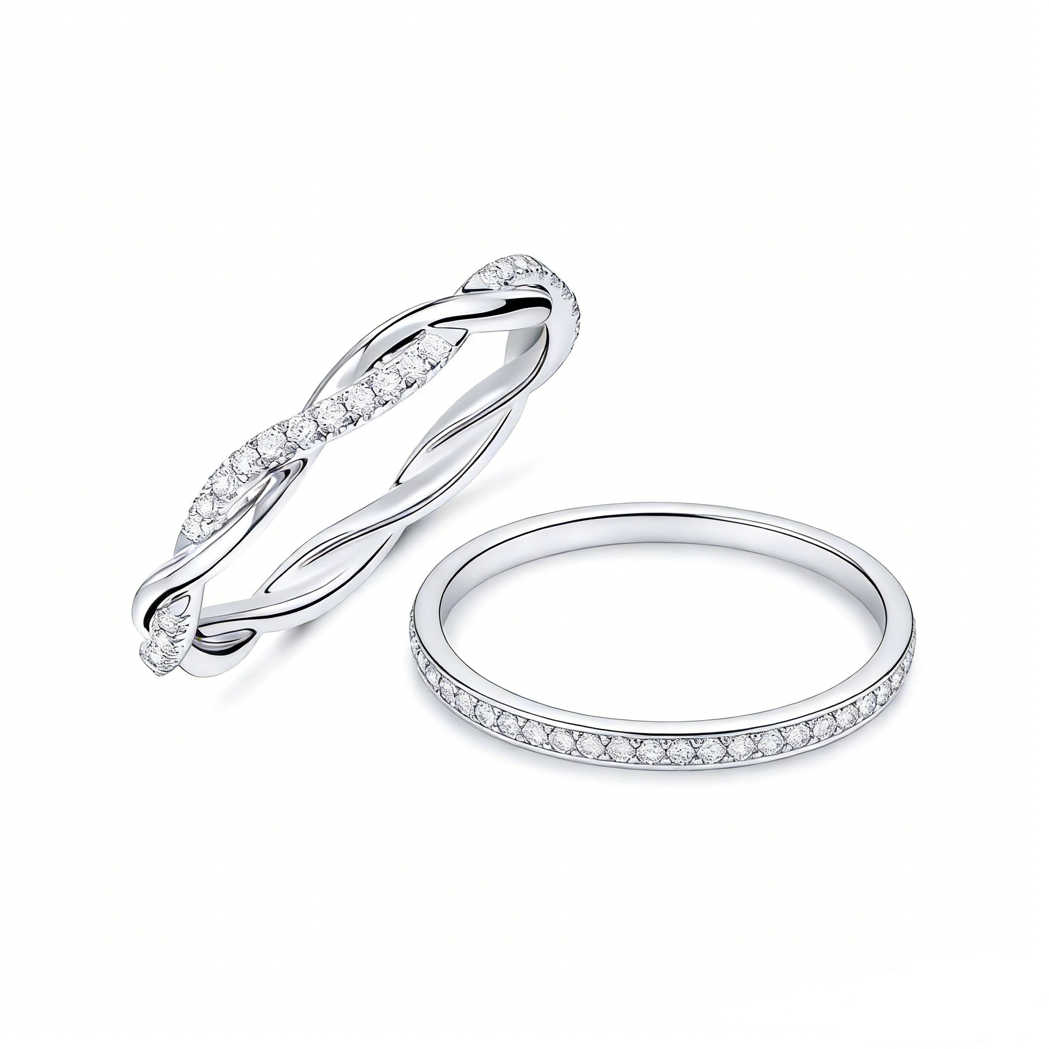 Delicate Diamond Band 18K Gold Pavé Ring｜Classic/Twisted Dual Styles for Daily Elegance