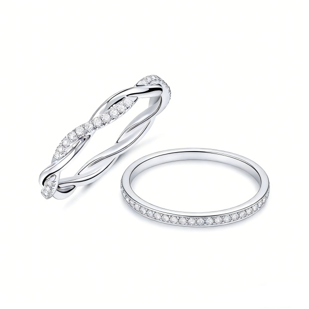 Delicate Diamond Band 18K Gold Pavé Ring｜Classic/Twisted Dual Styles for Daily Elegance