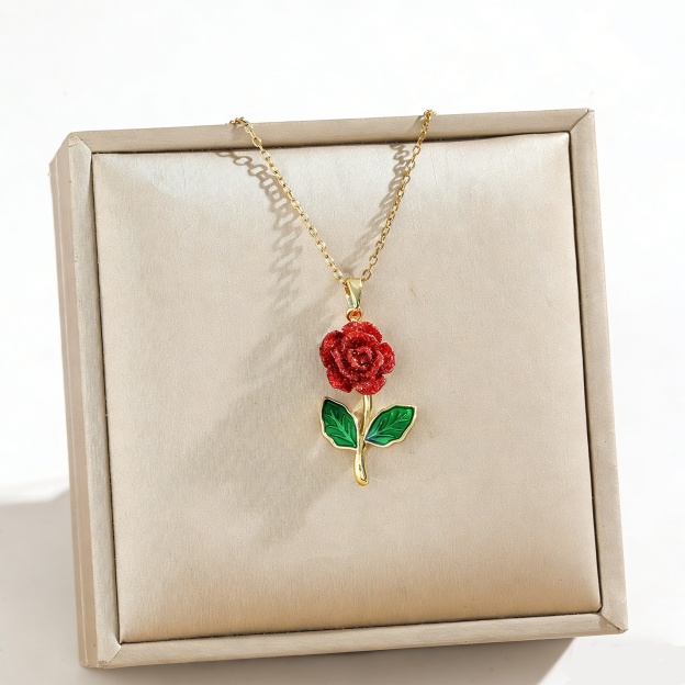 Crimson Rose Legacy 18K Gold Rose Collection Necklace