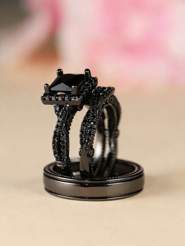 Eternal Square Diamond S925 Sterling Silver 4-Color Couple Ring Set A Promise of Unity at Your Fingertips