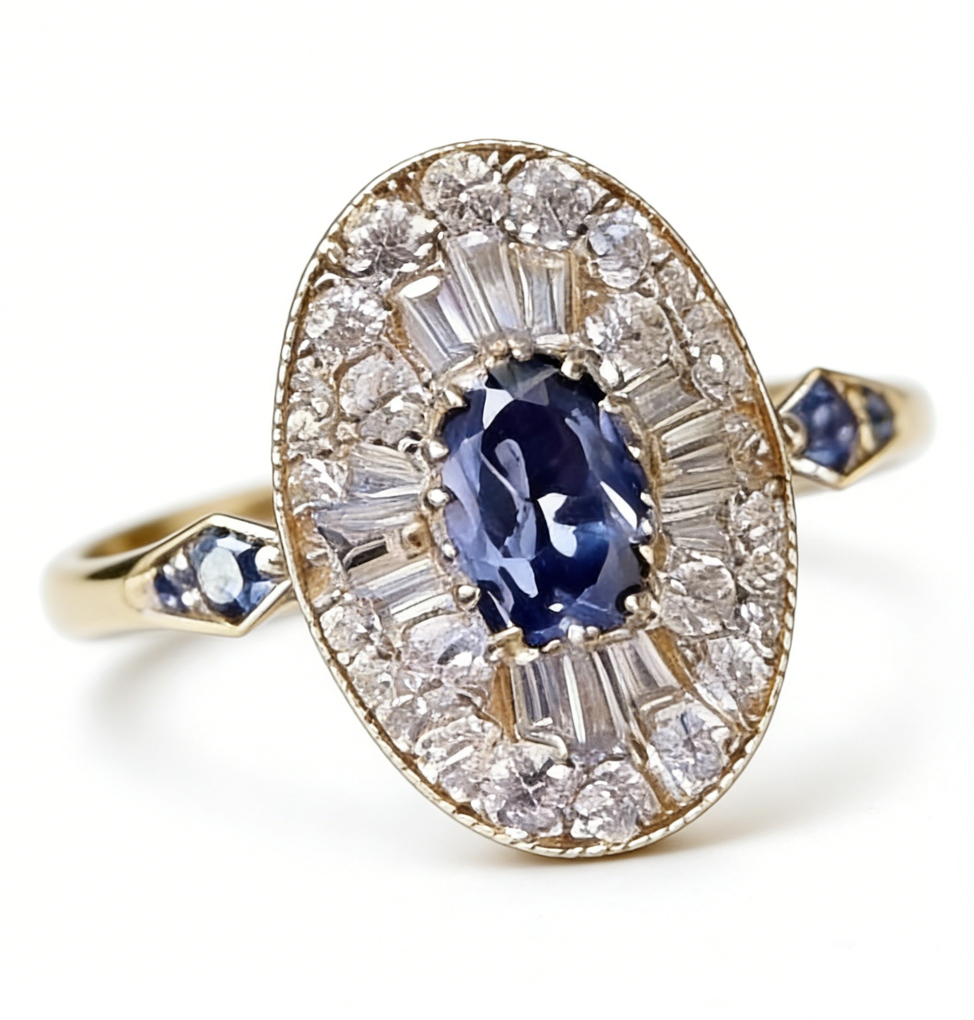 Sapphire Legacy 18K Gold Vintage Halo Sapphire Diamond Ring Timeless Elegance at Your Fingertips