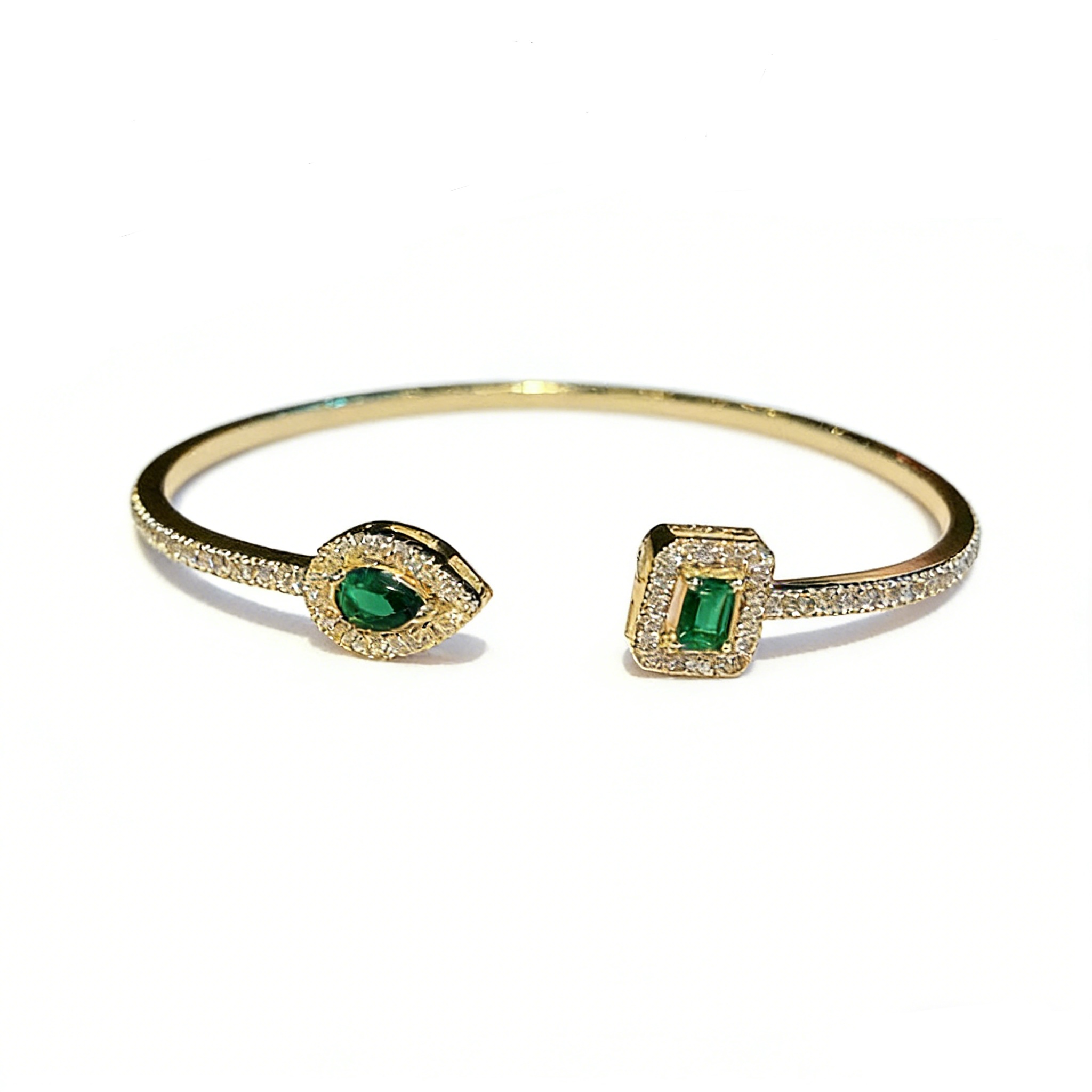 Geometric Treasure Two-Tone Pave Gemstone Cuff Bracelet