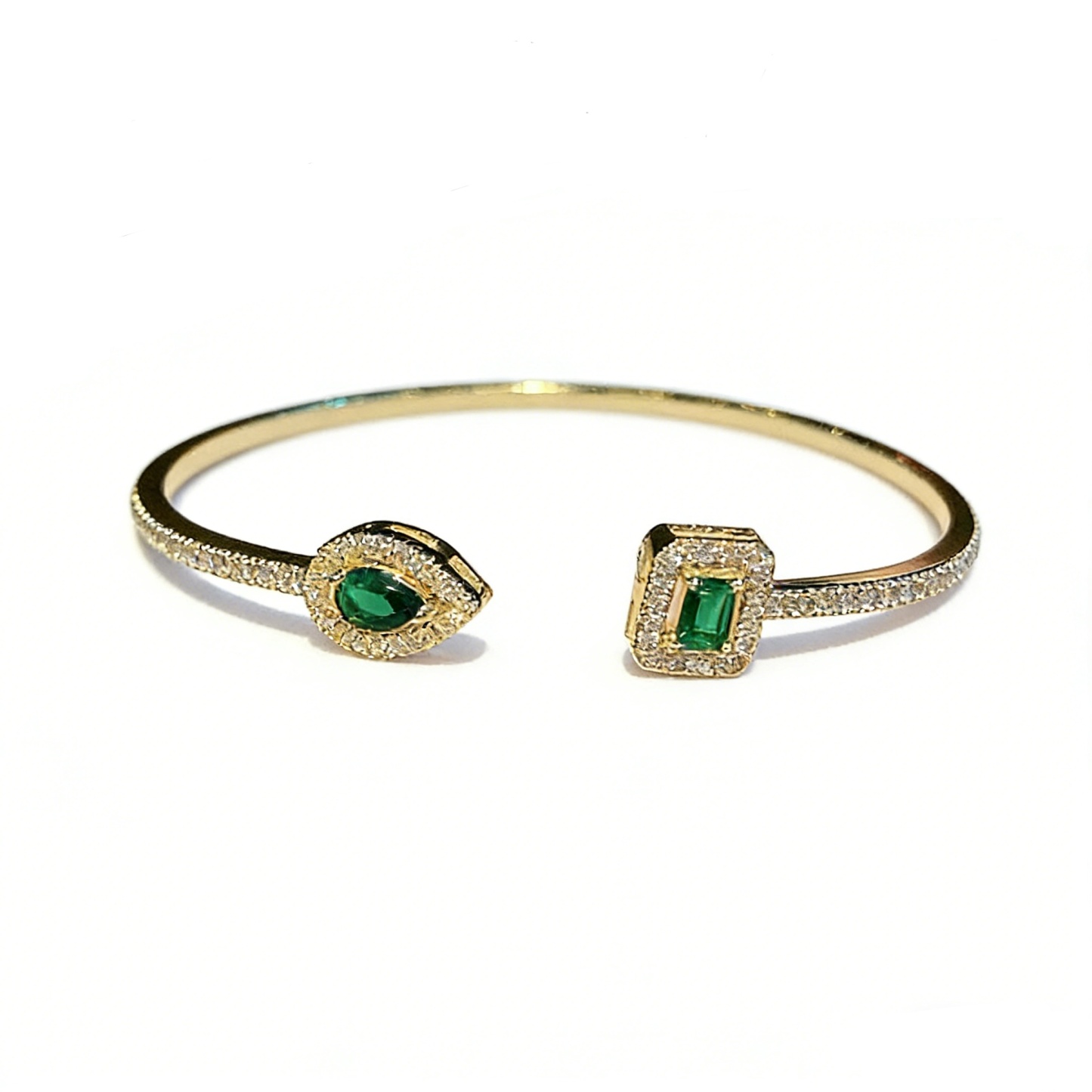 Geometric Treasure Two-Tone Pave Gemstone Cuff Bracelet