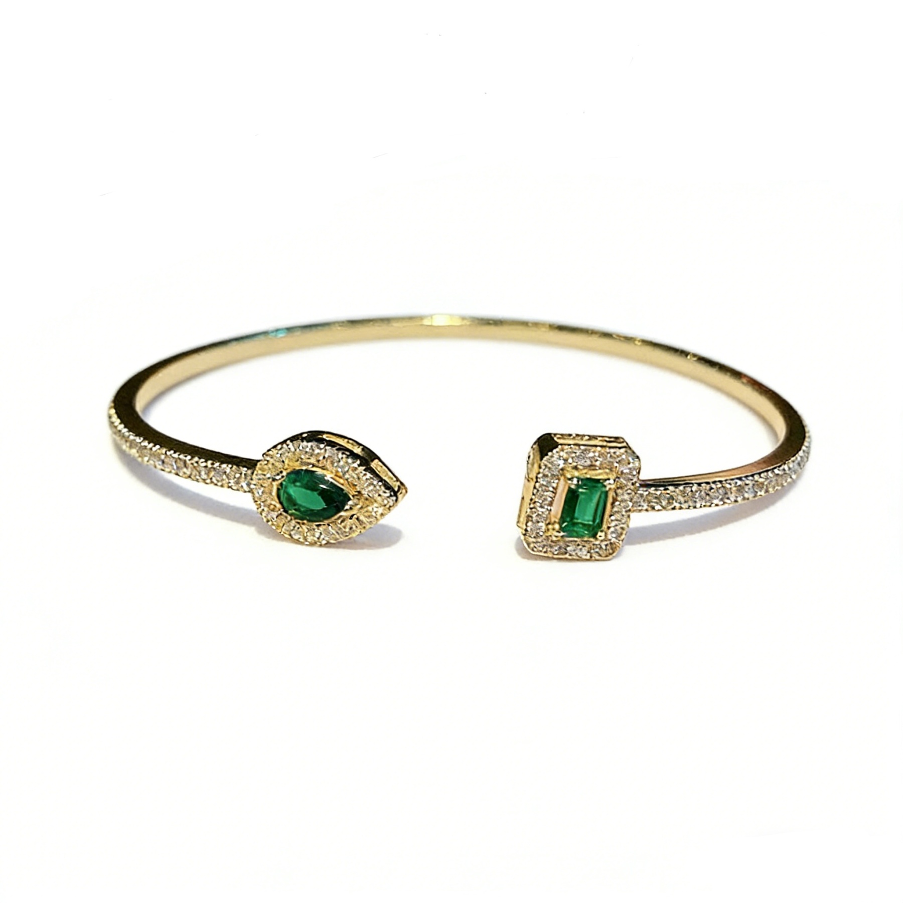 Geometric Treasure Two-Tone Pave Gemstone Cuff Bracelet