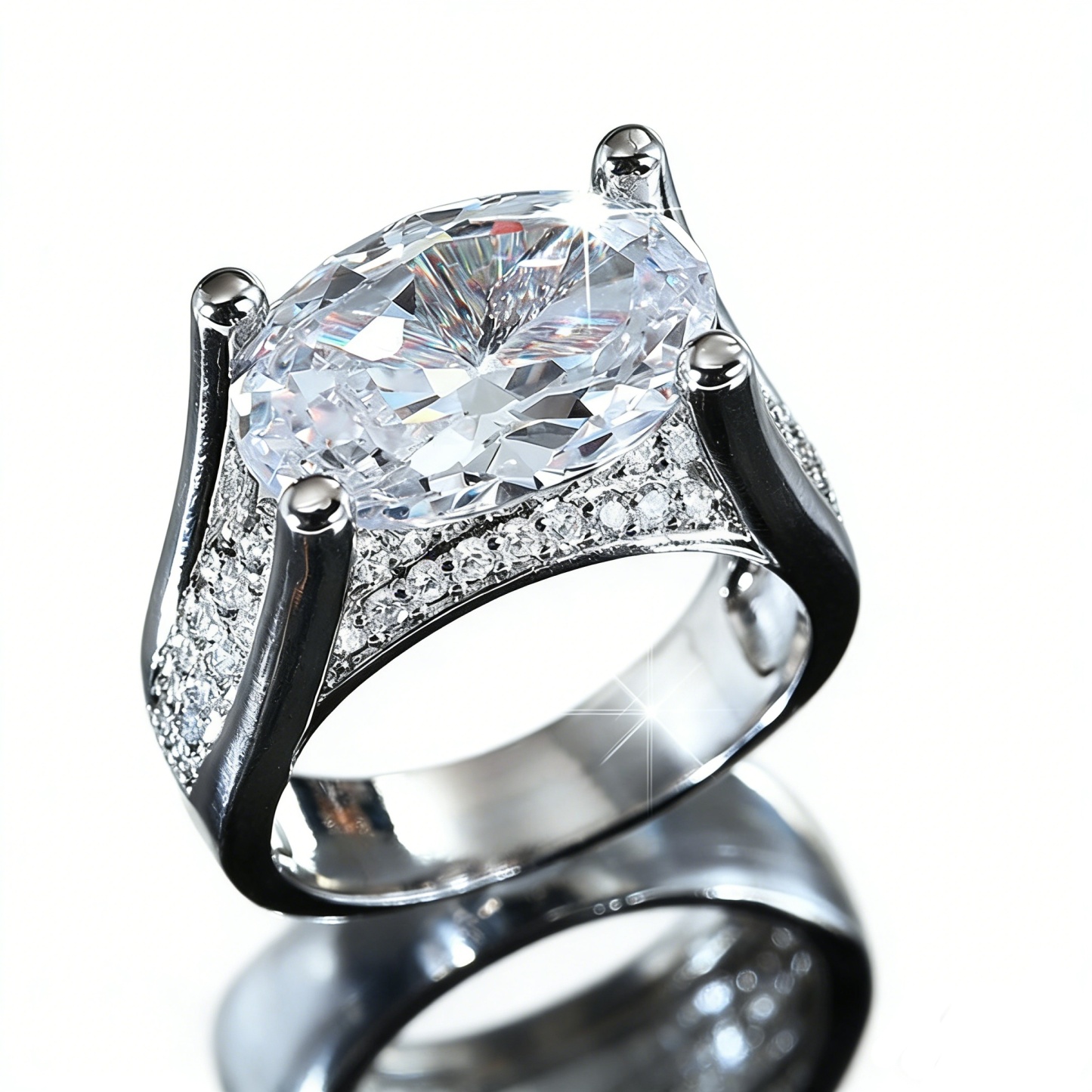 Oval Brilliance Platinum Four-Prong Oval Diamond Ring