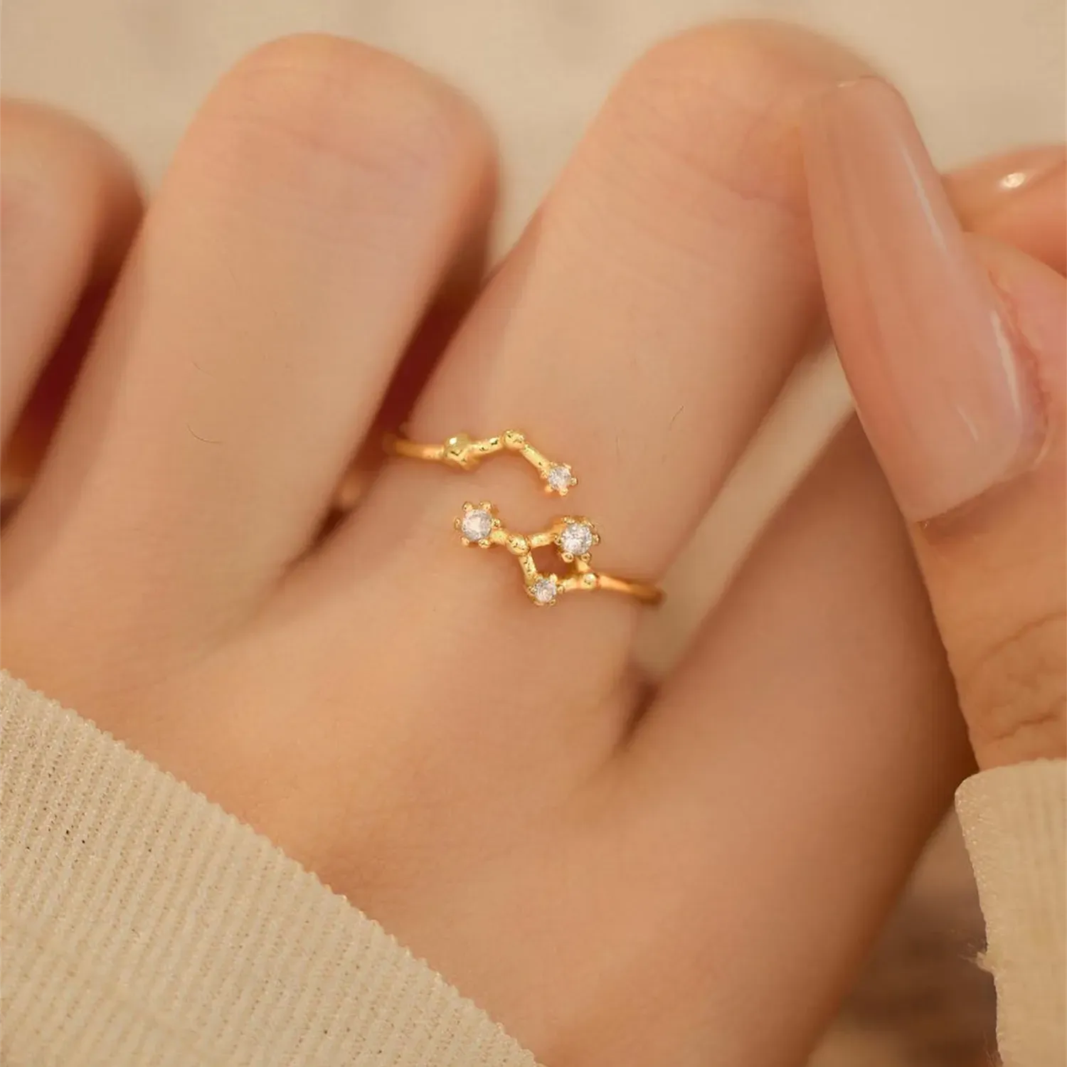 Sterling Silver CZ Diamond Zodiac Ring