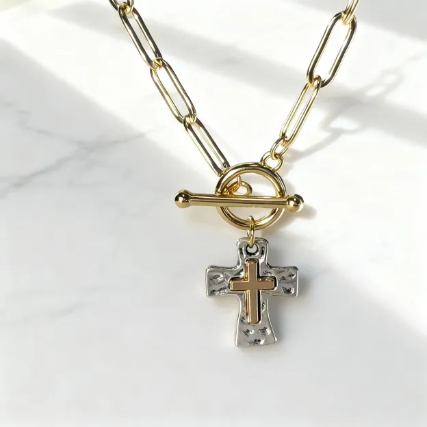 Hammered Cross Necklace