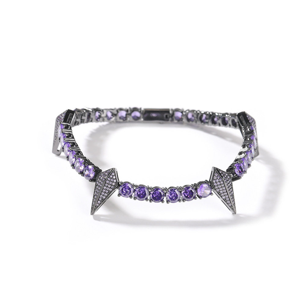 Multi-Color Spiked Full-Diamond Bracelet (Gold/Silver/Black/Pink/Purple Version)