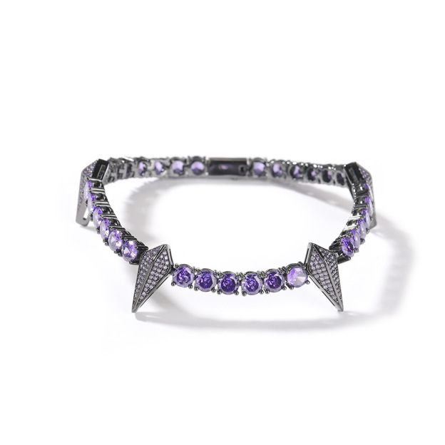 Multi-Color Spiked Full-Diamond Bracelet (Gold/Silver/Black/Pink/Purple Version)