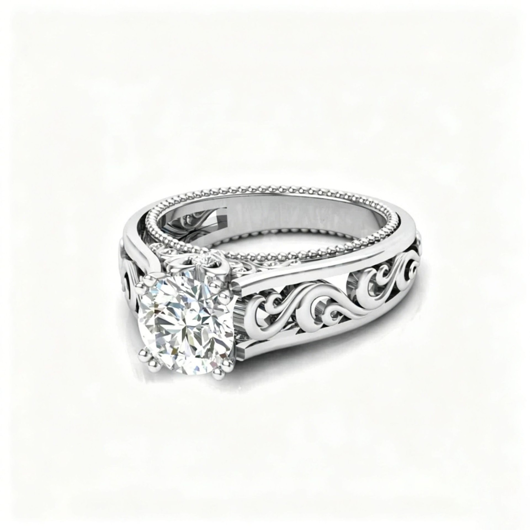 Sterling Silver Victorian Vintage Filigree Scroll Ring