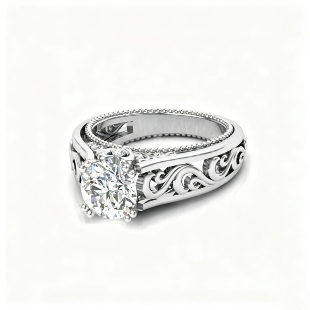 Sterling Silver Victorian Vintage Filigree Scroll Ring