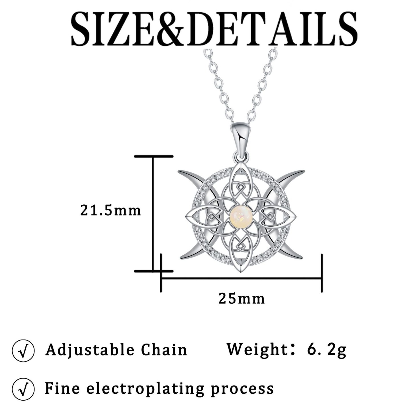 Sterling Silver Witch's Knot Opal Protection Necklace