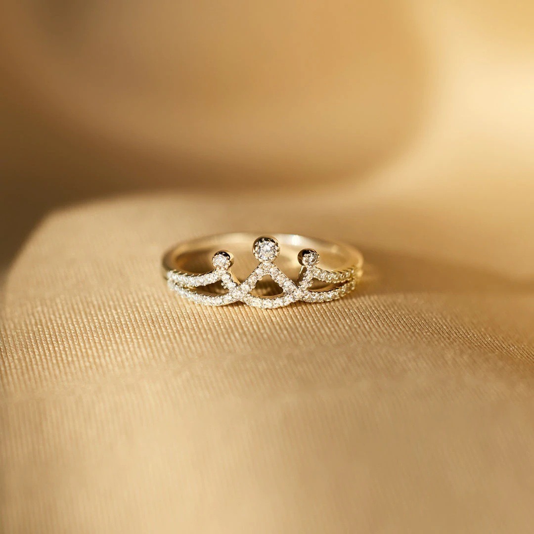 Crown Starburst Sterling Silver Diamond Open Ring（Free shipping on orders of two or more items）