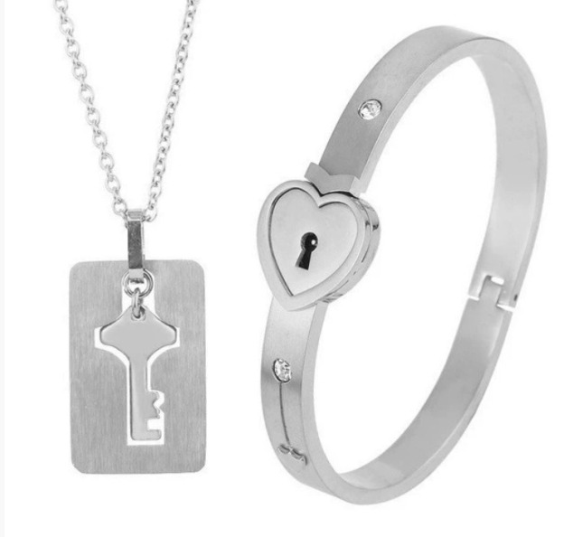Heartlock Whisper Key & Lock Bracelet Necklace Set（Free Shipping）