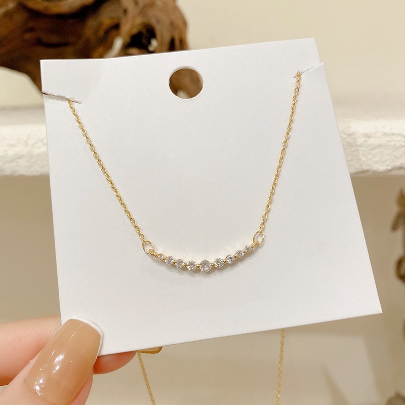 Arc Glow Delicate Necklace Gold/Silver Curved Diamond Paved Necklace（Free shipping on orders of two or more items）